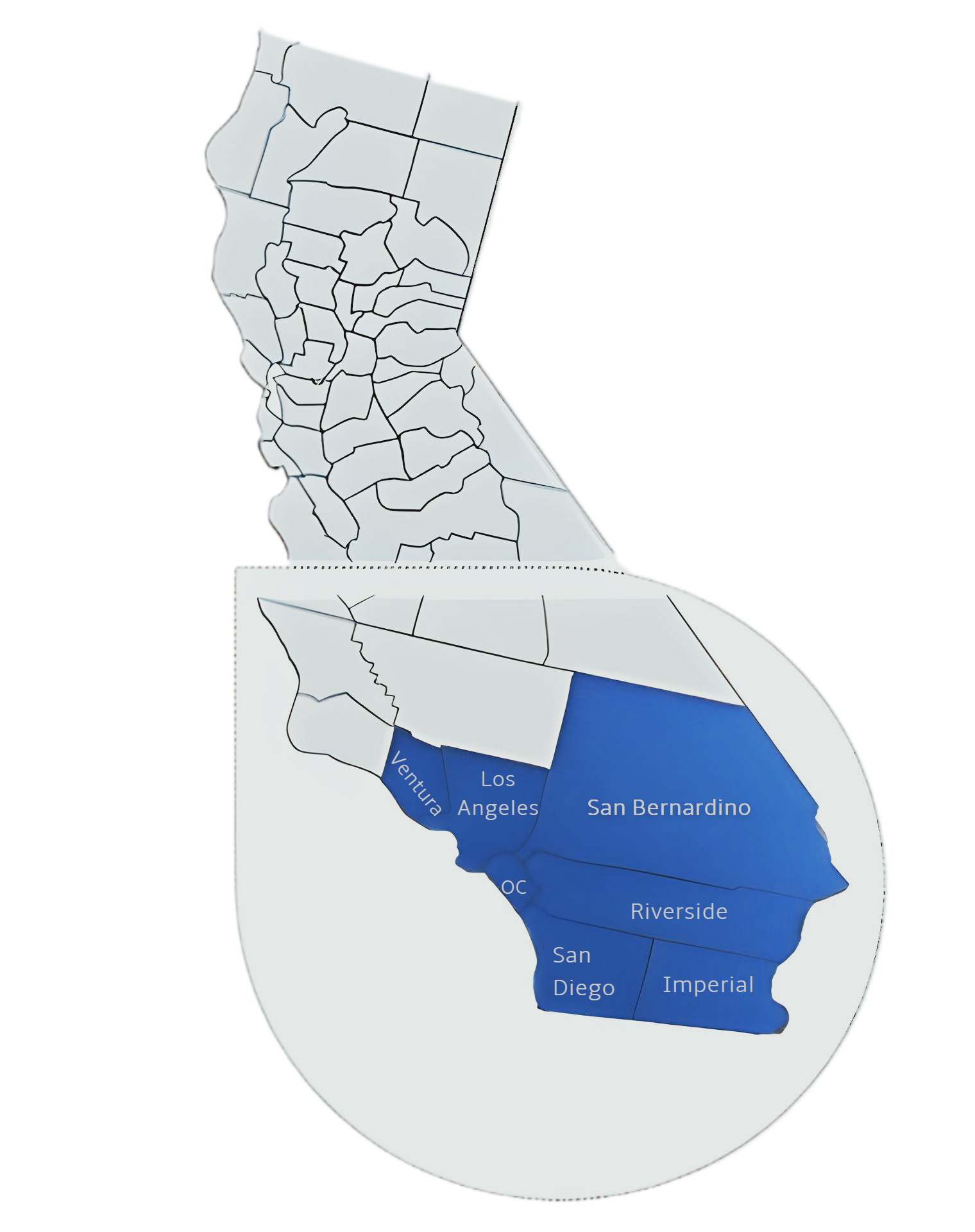 Map of counties in CA NSIPA serves